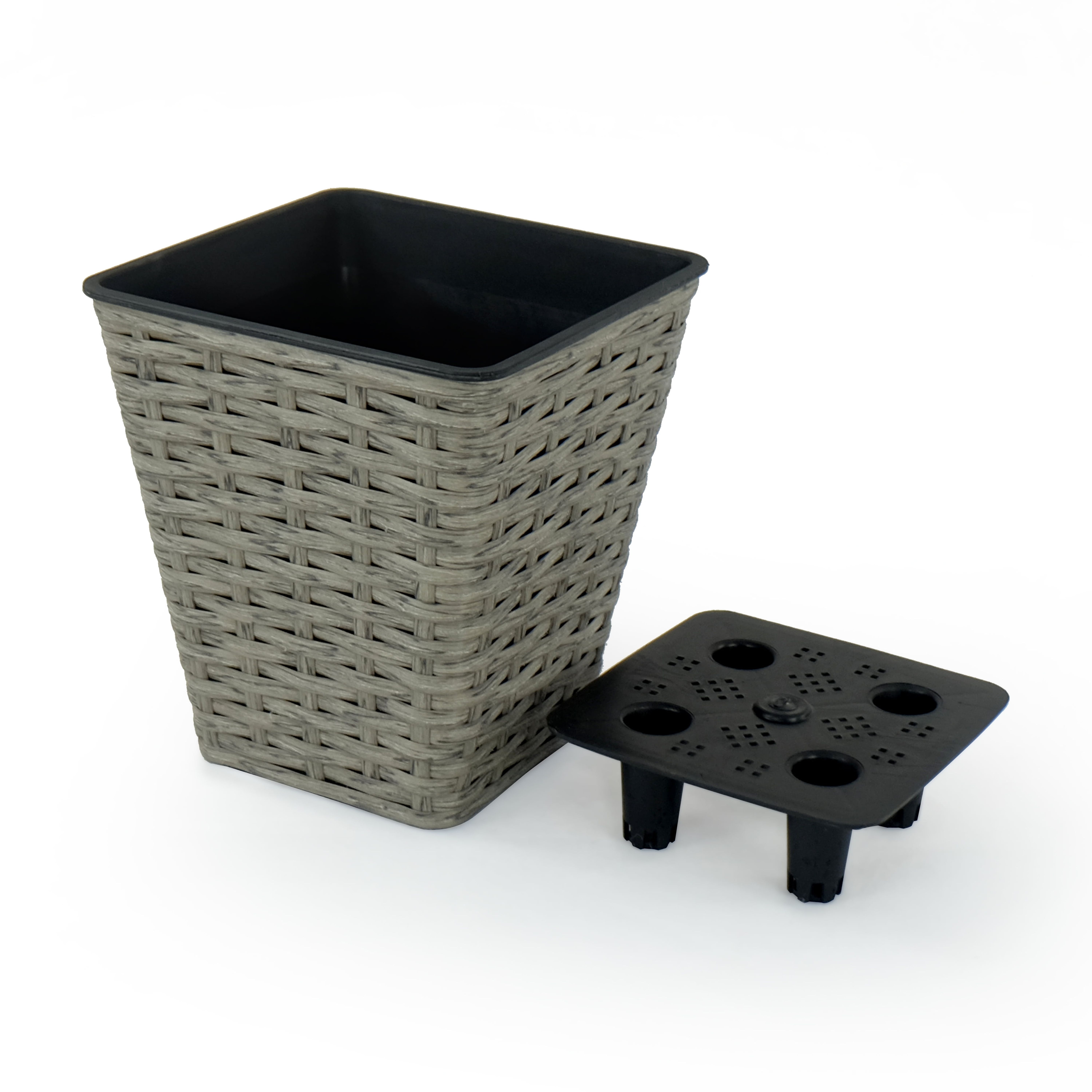 2 pack Smart Self-watering Square Planter for Indoor and Outdoor - Hand Woven Wicker