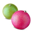 thumbnail image 5 of 2-Count Pink and Lime Green Glitter Jumbo Shatterproof Ball Christmas Ornaments, 8 in, by Holiday Time, 5 of 7