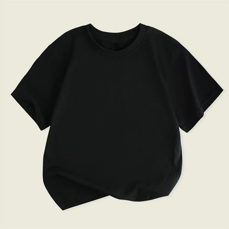 

Herrnalise Baby Toddler Boys and Girls Summer Shirt Cotton Short Sleeve T-shirt Fashion Solid Crew Neck shirt（1-11Y）
