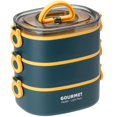 thumbnail image 1 of OUSITAID Boîte à Lunch 2000ML Boîte à Bento Empilable à 3 Niveaux Boîte à Repas Étanche Étanche Micro-Ondes Coffre-Fort Portable Étudiants Travailleurs Récipient Alimentaire pour le Camping Scolaire à Domicile, 1 of 10