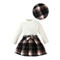 thumbnail image 2 of Toddler Baby Girl Skirt Set 6M 9M 12M 18M 24M 3Y Long Sleeve Ribbed Knit Sweater Shirt Plaid Skirt Fall Winter Dress Outfits with Hat, 2 of 7