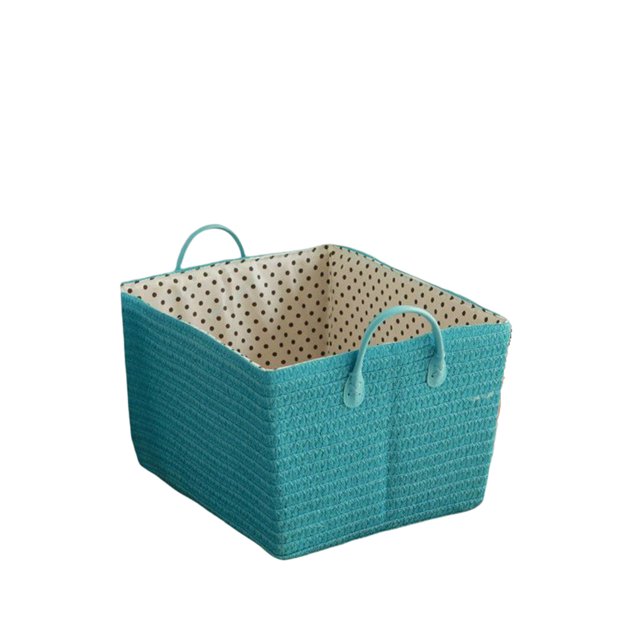 Cesta de almacenamiento Monstrate con asa papelera Rectangular de tela organizador de artículos diversos puntos azules 45x35x25cm