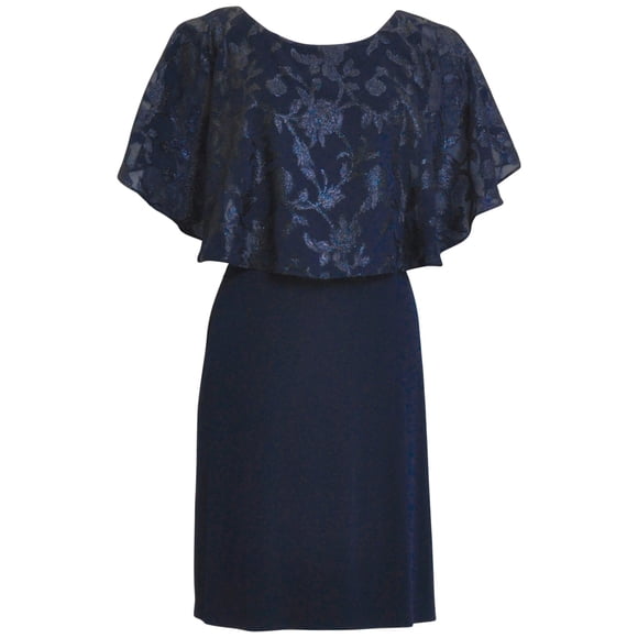 Vestido recto con capa metálica Connected Apparel para mujer azul 8P