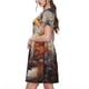 thumbnail image 2 of Easygdp Romantic Flower Fox Couple para Vestido Transpirable de Mujer, Vestido Suelto de Manga Corta con Pliegues y Bolsillos para el Verano, 2 of 6