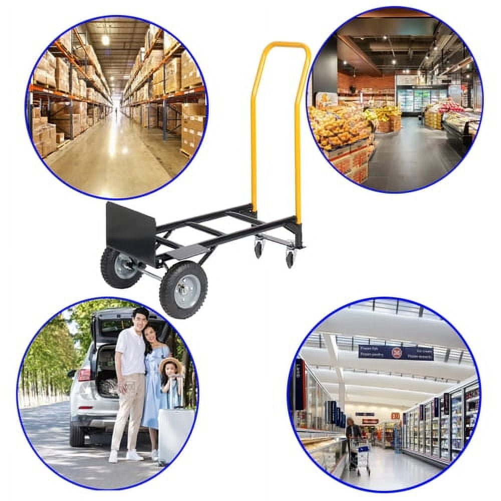 Hi-GARDEN,1-YEAR-WARRANTY,58.5"x19.5"x7.08",330 LBS,Hand Truck Dual Purpose 2 Wheel Dolly Cart and 4 Wheel Push Cart with Swivel Wheels Heavy Duty Platform Cart for Moving/Warehouse/Garden/Grocery
