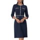 thumbnail image 1 of INSPIRE CHIC Vestido A-Line para Mujeres con Color Contrastante para Trabajar con Detalles de Tweed en Azul Marino, 1 of 6