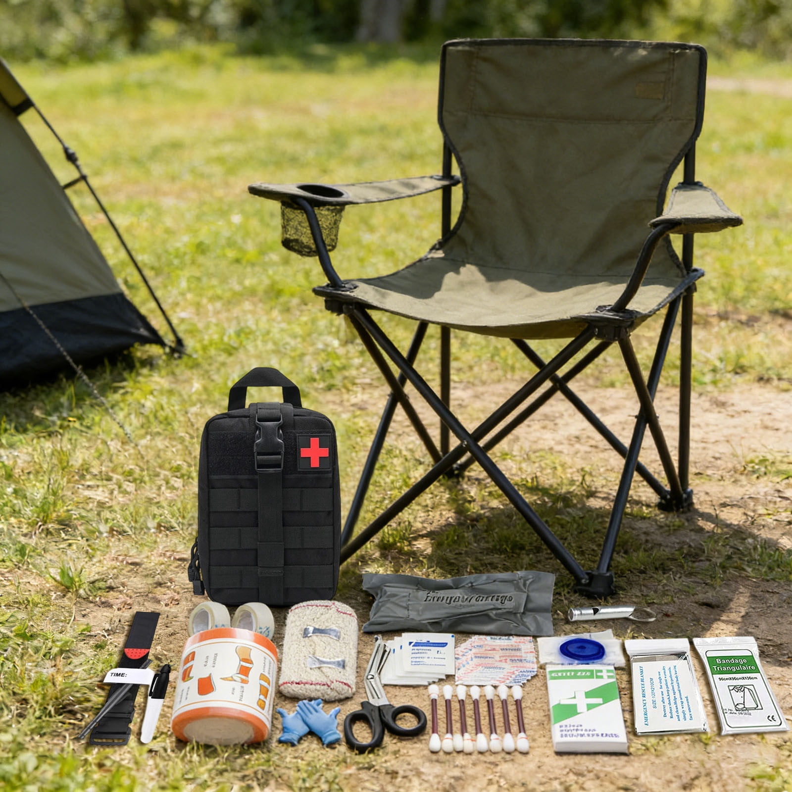 Tactical First Aid Kit With 17 Emergency Supplies Molle EMT Medical Pouch For Outdoor Camping Hiking Adventure Emergency Preparedness