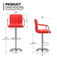 thumbnail image 2 of MoNiBloom Adjustable Swivel Bar Stool Set of 4, Modern Counter Height Chair Faux Leather with Armrest for Kitchen, Red, 2 of 10