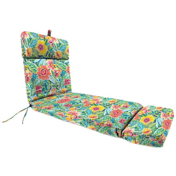 Jordan Manufacturing 72" x 22" Pensacola Multicolor Floral Rectangular Outdoor Chaise Lounge Cushion with Ties and Hanger Loop