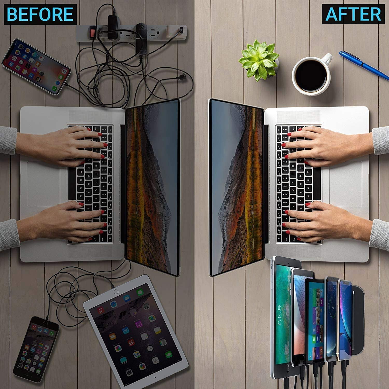 USB Charging Stations Seenda 5 Port Charging Dock Organizer Multi Device Charging Station with