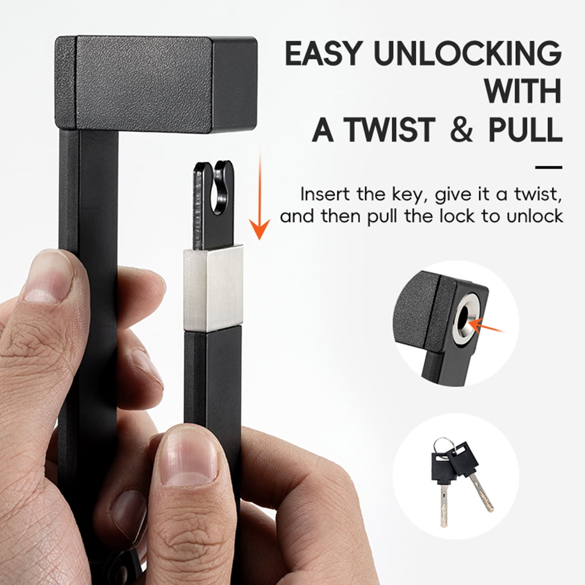 ROCKBROS Bicycle Key Lock,Foldable and Portable Bike Locks