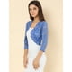 thumbnail image 2 of Top de Encaje Floral Transparente Allegra K Gris Azul M Manga 3/4, 2 of 6