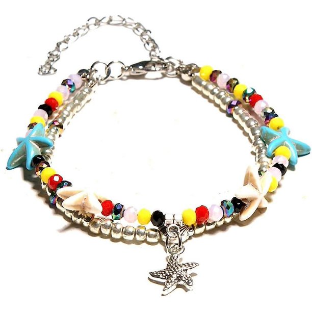 Tobillera YONGSHENG de tortuga de estrella de mar azul hecha a mano para mujer y niña