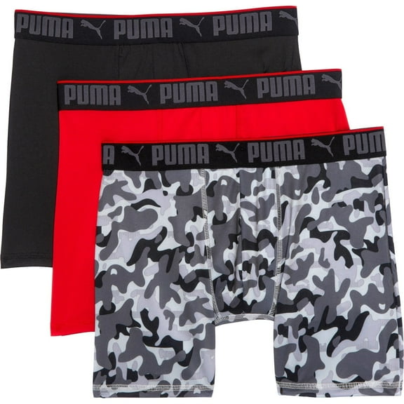 PUMA MEN'S 3 PACK - PHG 5533 CAMO RED LARGE - BOXER BRIEF UNDERWEAR SPORT