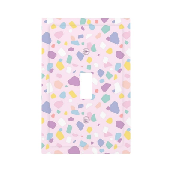 DouZhe 1-Gang Toggle Switch Wallplate, Cute Pastel Terrazzo Decorative Wall Plates
