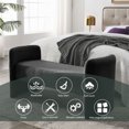 thumbnail image 5 of 52" Accen Upholstered Ottoman, Modern End of Bed Bench with Wooden Frame, Long Teddy Fabric Sofa Couch Bench for Living Room, Entryway, Bedroom, Balck, 5 of 7