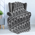 thumbnail image 4 of Black and White Soft Flannel Fleece Throw Blanket, Monochrome Lace Pattern with Floral Motifs and Foliage Medieval Design, Cozy Plush for Indoor and Outdoor Use, 60" x 80", Black White, by Ambesonne, 4 of 5