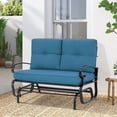 thumbnail image 2 of Outdoor Glider Rocking  2 Person Patio Loveseat Steel Frame Furniture Set for Patio, Garden, Yard, Porch with Resistant Cushions (Peacock Blue), 2 of 8