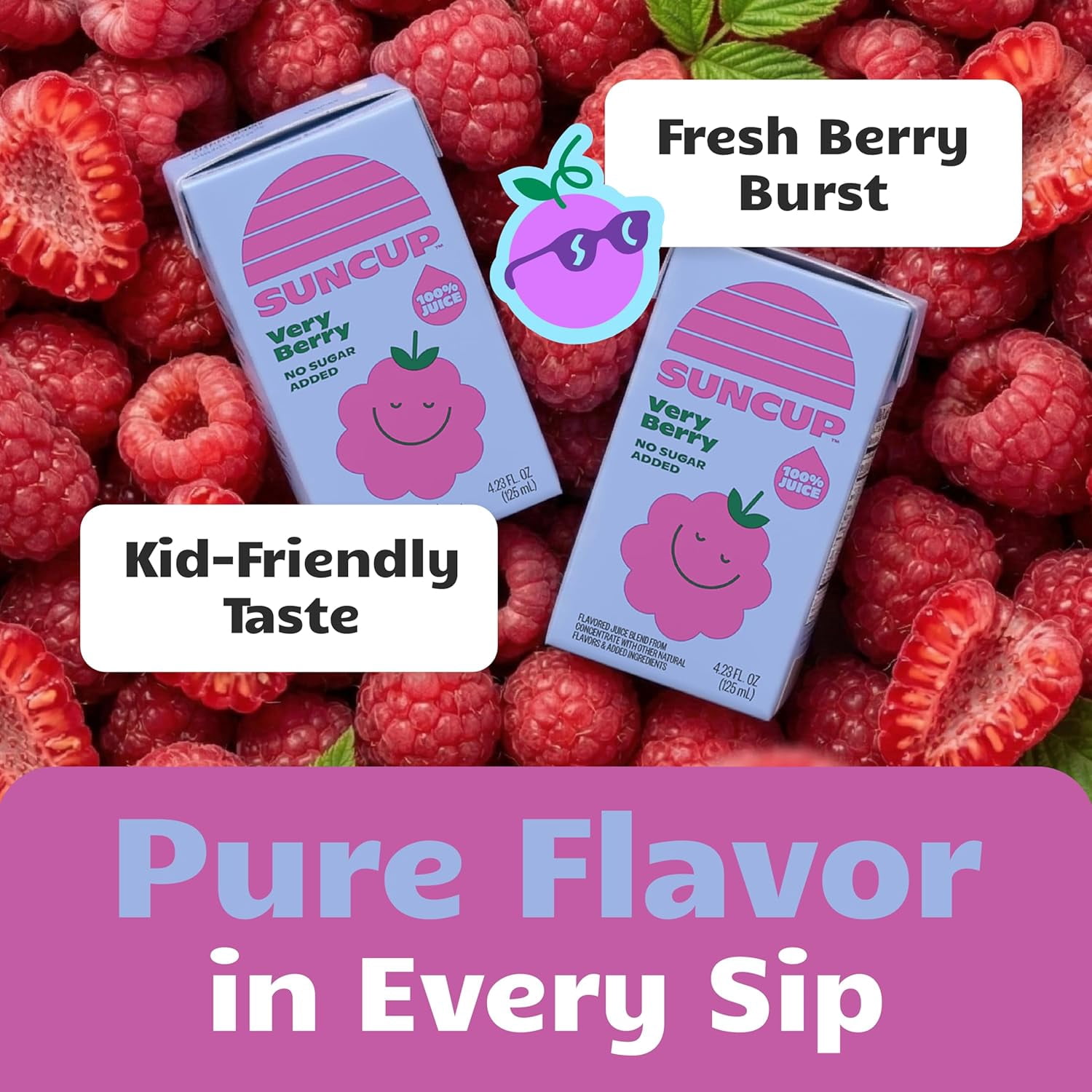 SunCup Juice - Very Berry (40 Pack) 4.23 oz Juice Box with Straw | Very Berry Blend for Kids, Bulk School Pack for Snacks, Parties, or Everyday Drinks