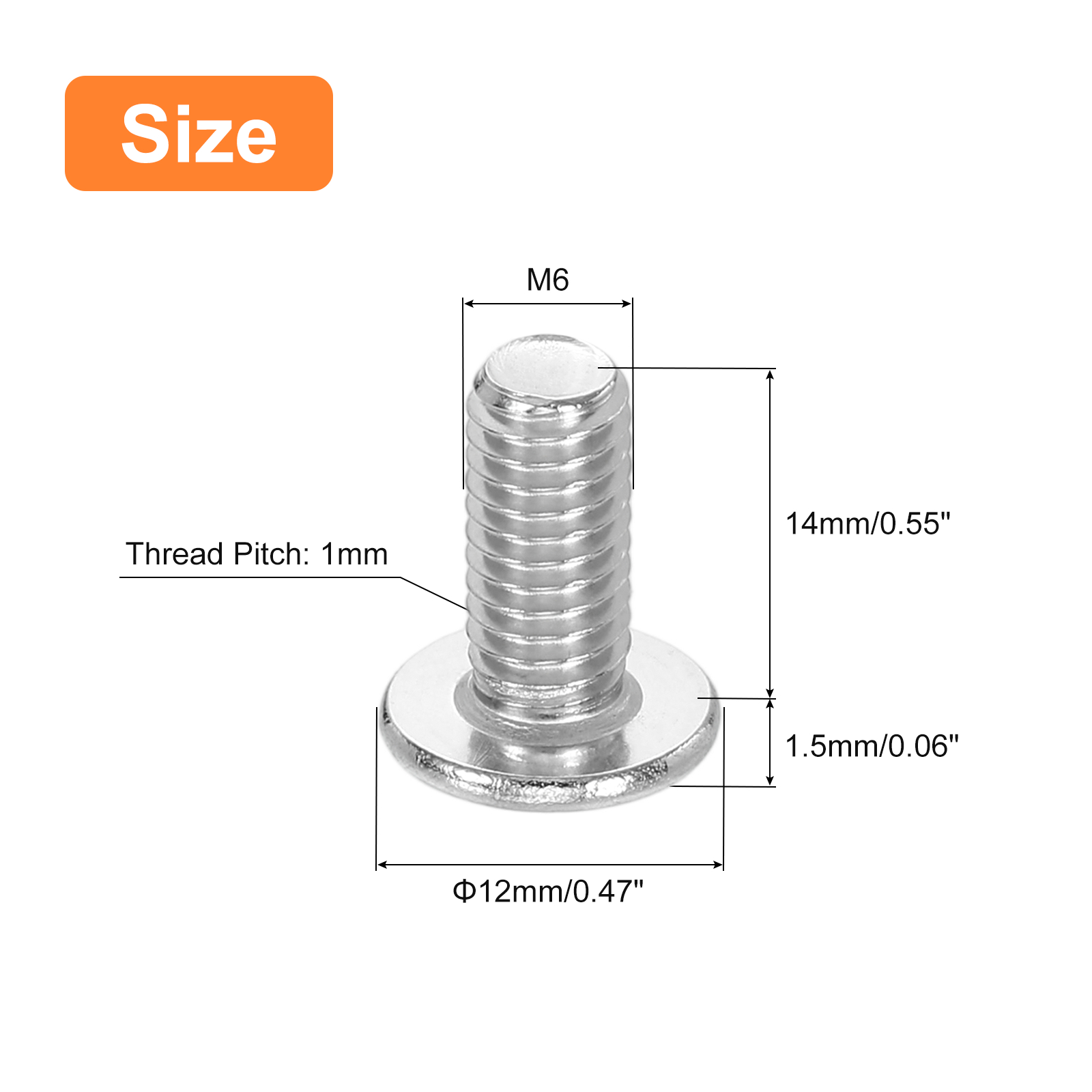 M6-1 x 14mm 100Pack Metal Flat Round Head Screws Phillips Drive Machine Bolt