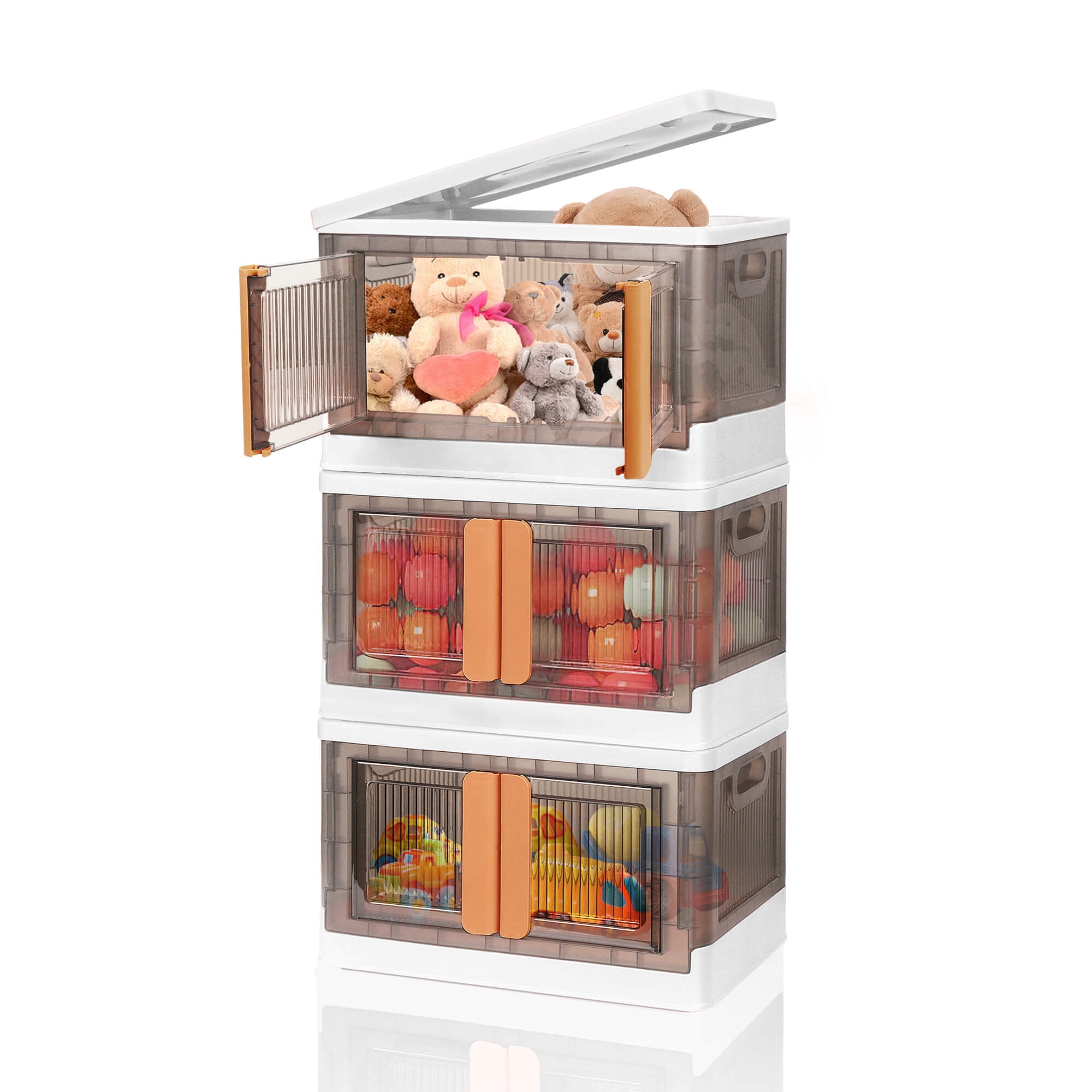 Stackable Plastic Closet Organizers and Storage Bins with Lids, 8.4Gal