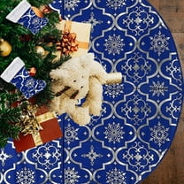 AuroraX Christmas Tree Skirts Snowflake Weighted Sequin 35 Inches Tree Skirts Xmas Skirts Home Farmhouse with Socks Festive Party Supplies