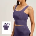 thumbnail image 2 of Iugvhana Womens Seamless Sports Bra Wide Strap Breathable Anti-Sagging Yoga Bra with Built-in Pads Push-Up Gym Workout Cami Tank Tops Purple S, 2 of 6