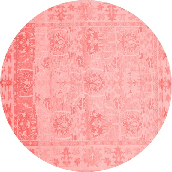 Ahgly Company Machine Washable Indoor Round Oriental Red Traditional Area Rugs, 5' Round
