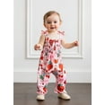 thumbnail image 6 of Rovasas Toddler Baby Girl Smocked Overalls Strawberry Tie Shoulder Jumpsuit, 6 of 9