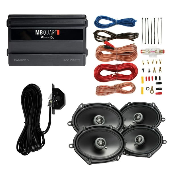 MB Quart Car Amp w/ Maxxsonics Speakers 2Pack and Soundstorm AKS8 Wire