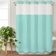 thumbnail image 3 of Pure Light Cyan No Hook Shower Curtain Waterproof, Bathroom Curtains with Snap in Liners and See Through Top Window, Simple Solid Color Hotel Style Bathtub Curtains Shower 48"Wx72"L, 3 of 8