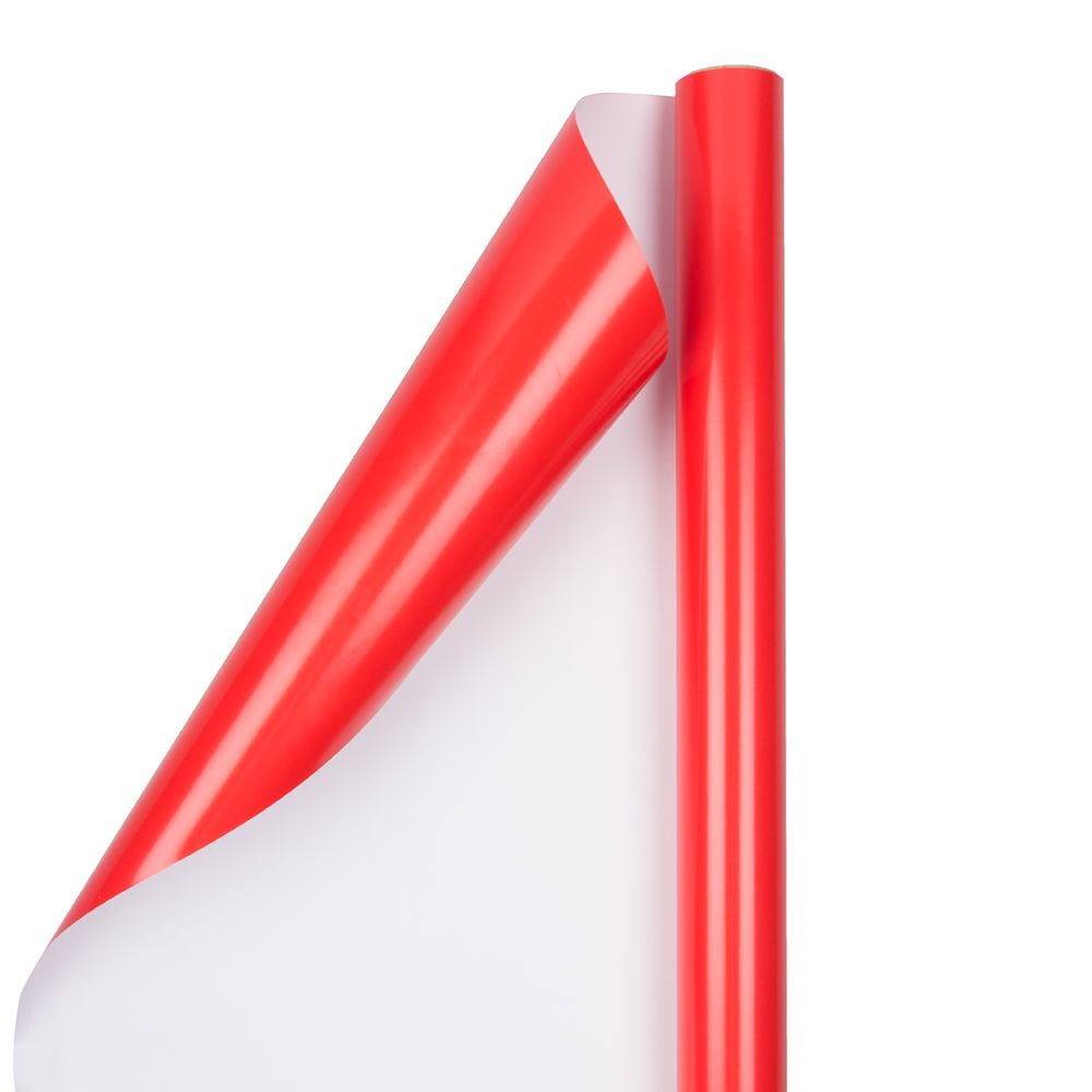 JAM Paper Red Glossy Wrapping Paper, All Occasion, 25 Sq. ft, 1/Pack