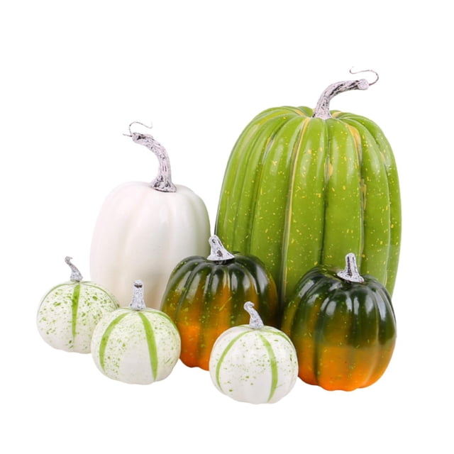7 piezas de calabazas falsas, modelo de Halloween, accesorios de espuma, accesorios de fotografía artificiales Verde