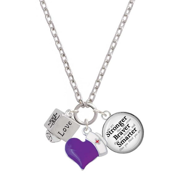 Delight Jewelry Silvertone Chinese Symbol Love Square Spinner - Purple Heart Nurse Strong Zoe Necklace
