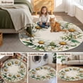 thumbnail image 5 of Round Area Rug 5ft Daisy Floral Wreath Circle Kitchen Mats Non-Slip Vintage Leaves Flower Washable Round Carpet for Kitchen Living Room Bedroom Home Decor, 5 of 7