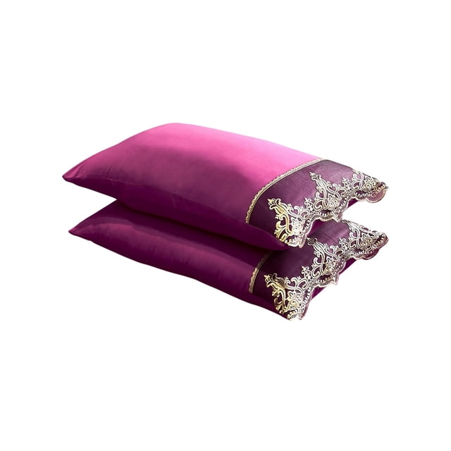Almohadas Cómodas para Dormir Color Sólido Luxurius Funda de Almohada Conjunto de 2 Piezas Encaje Cutis-Amigable Antideslizante Europeo Bordado Almohada Cubiertas 74x48cm/29.13x18.9In European Almohad