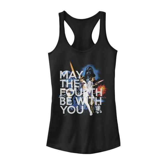 Junior's Star Wars May the Fourth Classic Scene  Racerback Tank Top Black X Large