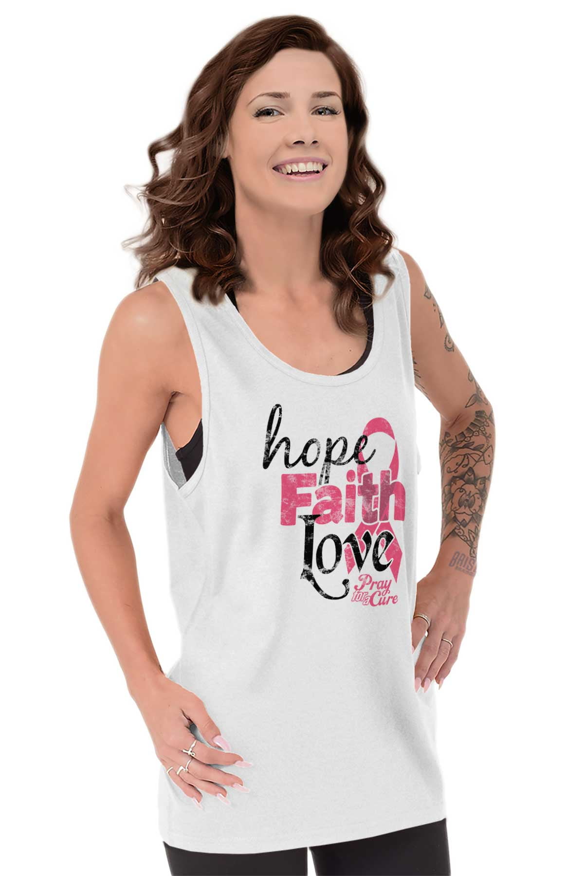 Details about   Fight Cancer I Can Womens White Muscle Top