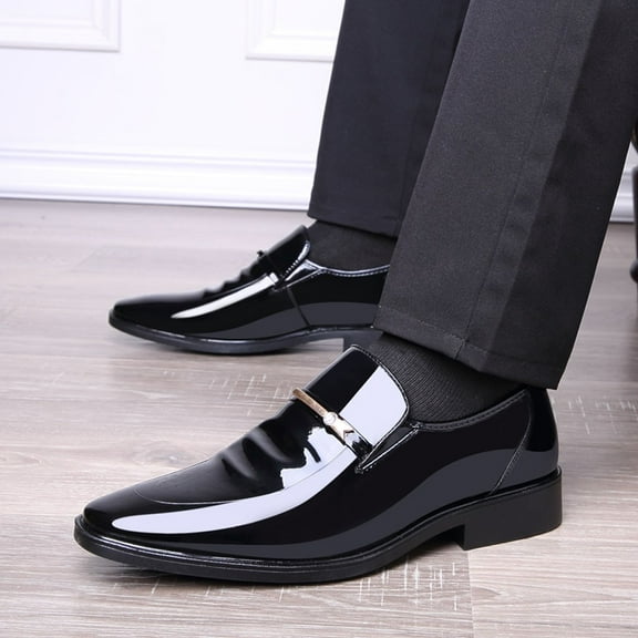 HaoXianJian Mens Slip On Business Formal Classic Captoe Oxfords Dress Shoes for Men Big Size Wide Summer Breathable Walking Work Office Business Male Modern Leather Shoes for Men