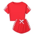 thumbnail image 4 of Grblisyd Short Sets for Girls Plaid Print T-Shirt and Shorts Set Loose Soft Summer Outfits Athletic Clothing Sets Red 9-10Y, 4 of 4