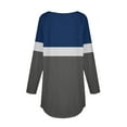 thumbnail image 4 of Jewelreauty Women Long Sleeve Patchwork Shirts Curved Hem Pullover Crewneck Tops Plus Size Loose Casual Blouses (S, Blue), 4 of 5