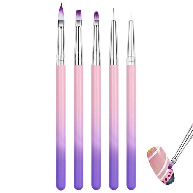 5 pinceles de madera para uñas, bolígrafo para uñas de gel, pincel degradado, kit de pintura para diseño de uñas, herramientas para decoración de uñas