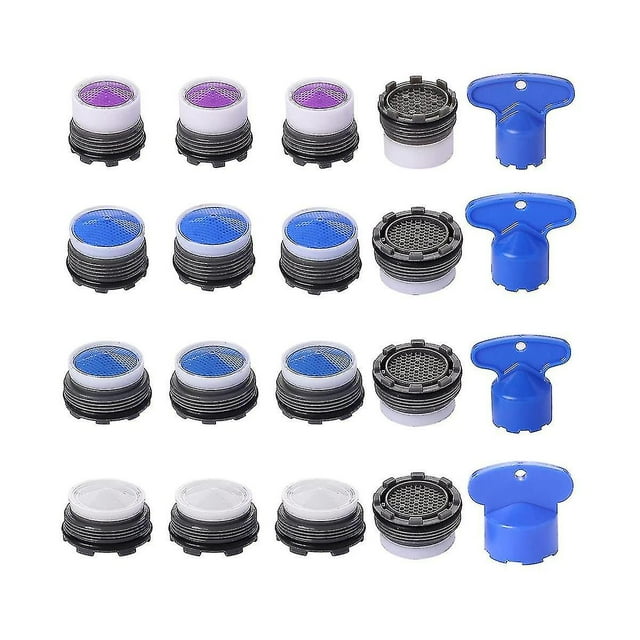 Aireadores de grifo de 20 piezas, M16.5 .5 M21.5 M24, aireador de caché para grifo, limitador de flujo de ahorro de agua con Ke
