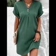 thumbnail image 3 of Camisa de Verano para Mujer, de Algodón y , con Cuello en V, Informal, de Corta, Holgada, Color Verde, Talla XL, 3 of 5