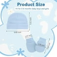 thumbnail image 3 of Baby Newborn Hats and Mittens Set 0-6 Months Cotton Beanie Top Knot for Baby Boys Girls Winter, 3 of 5