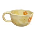 thumbnail image 4 of Taza de desayuno, taza de té, taza de café reutilizable única con flor, hecha a mano. flor naranja, 4 of 9