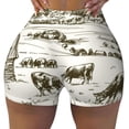 thumbnail image 2 of Daiia Cows Grazing On The Meadow 1 Pattern Women's Workout Shorts Biker Shorts - High Waisted Workout Spandex Tummy Control Gym Running Yoga Shorts-XX-Large, 2 of 8