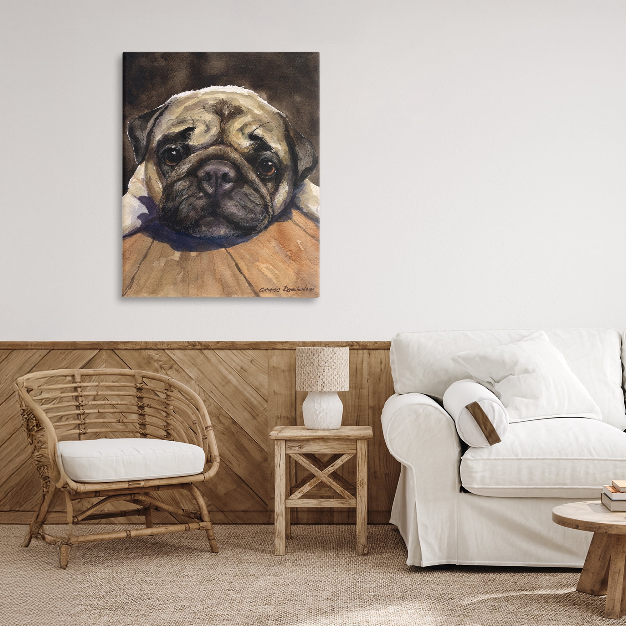 Stupell Industries Pug Soulful Portrait Canvas Wall Art, design by George Dyachenko