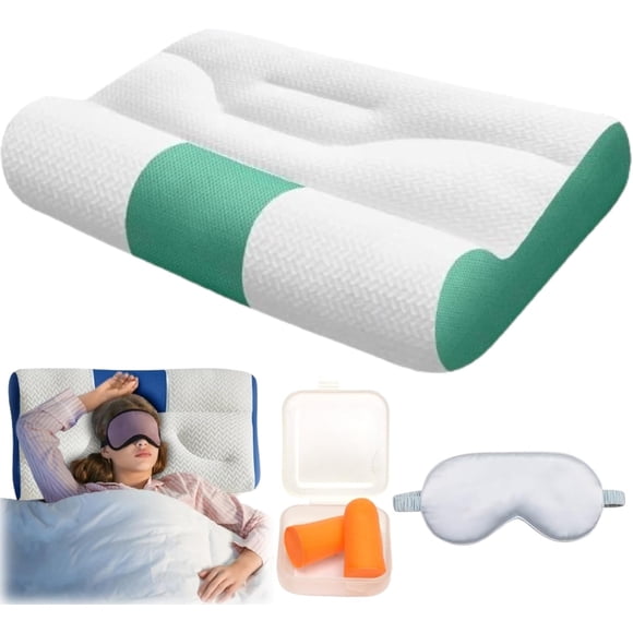 Sudachistore Pillow, 2025 New Sudachistore Cervical Pillow, Sudachi Store Pillow, Sudachi Pillow Sleep Enhancing Cervical Support Comfort Goose Down Pillow (Green)