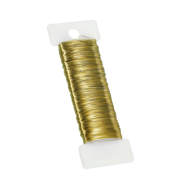 Uxcell 26 Gauge Floral Wire Flexible Paddle Wire 38 Yard Florist Wire Wreath for DIY decorations Wire Gold 1 Roll